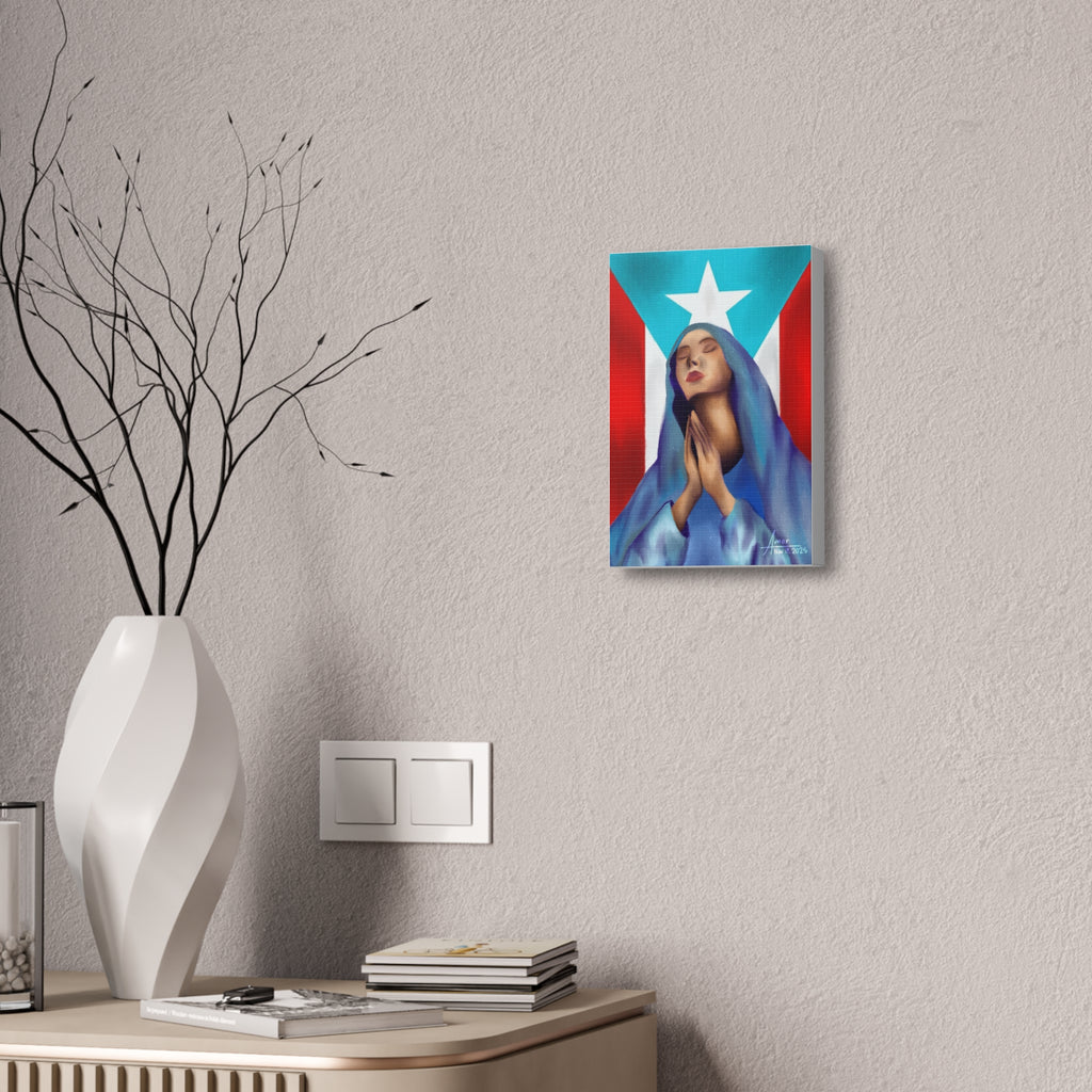 Puerto Rican Flag with Praying Mother Mary