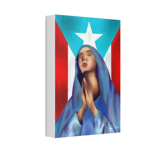 Puerto Rican Flag with Praying Mother Mary